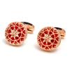 Spot wholesale exquisite creative hollow pattern design round 3 colors optional men's cufflinks, cross-border hot-selling jewelry