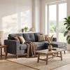 Corner Sofa 192 Cm L-Shaped 3-Seater Sofa with Reversible Chaise Longue, Corduroy Look, for Small Rooms, Dark Grey