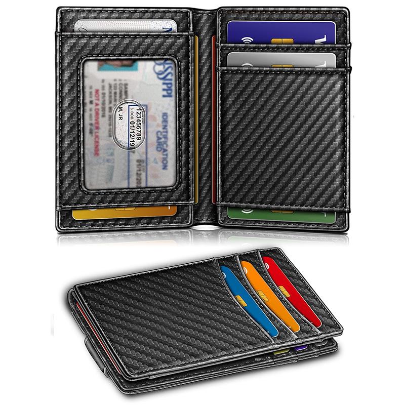 Men's Bi-Fold Card Holder Wallet Large Capacity Magnetic Money Clip Minimalist Credit Card Case