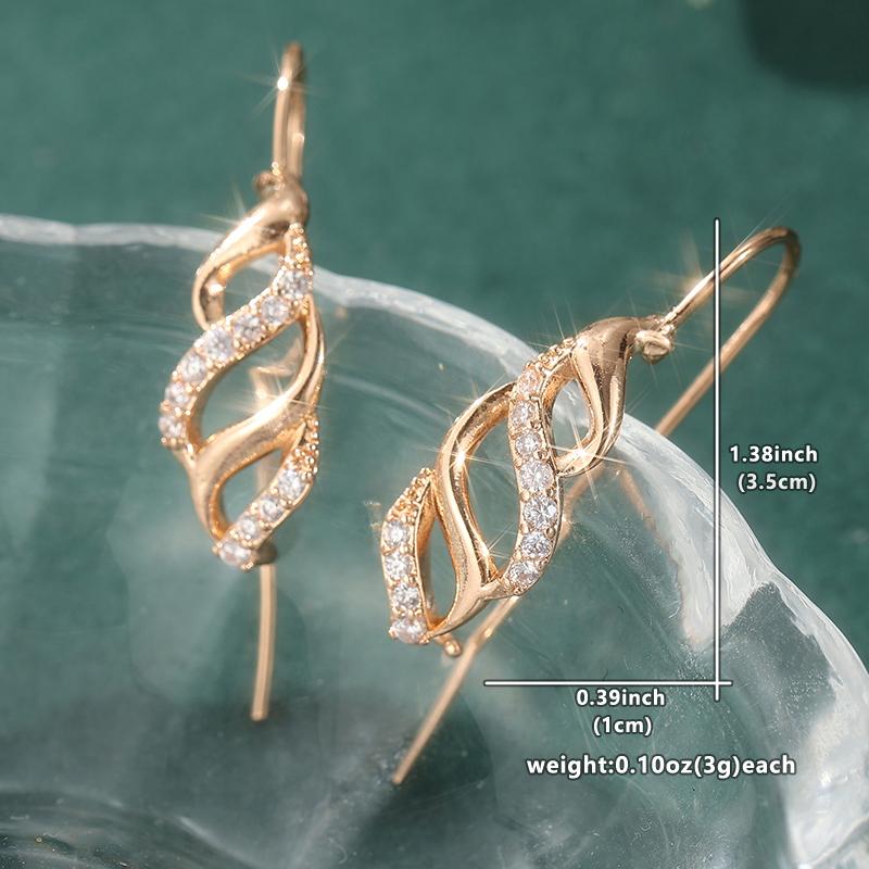 

Elegant Gold Color White CZ Dangle Women s Earrings Geometric Hollow Party Daily Wear