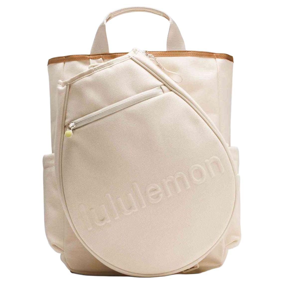 Lululemon Racket 19L Brand Logo Design Badminton Tennis Racket Storage Cotton Racket Bag Backpack Unisex Backpack LU9CEIS-069657 Natural Ecru & Chestnut Brown