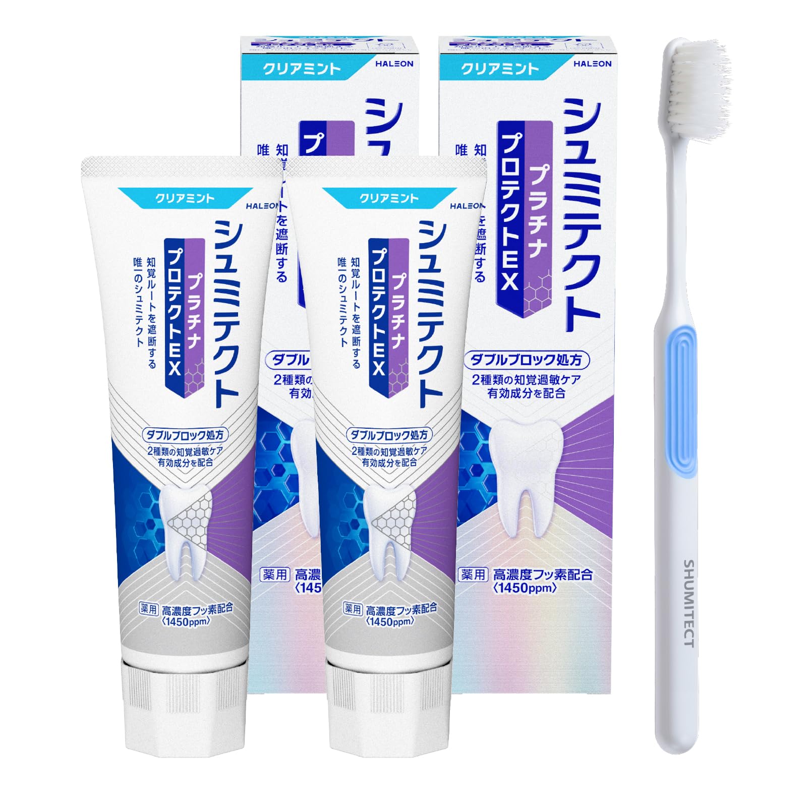 

Shumitect Platinum Protect EX Clear Mint [Квази-лекарство] Зубная паста для чувствительных зубов Высокая концентрация фторида 1450ppm 2 тюбика + зубная щетка