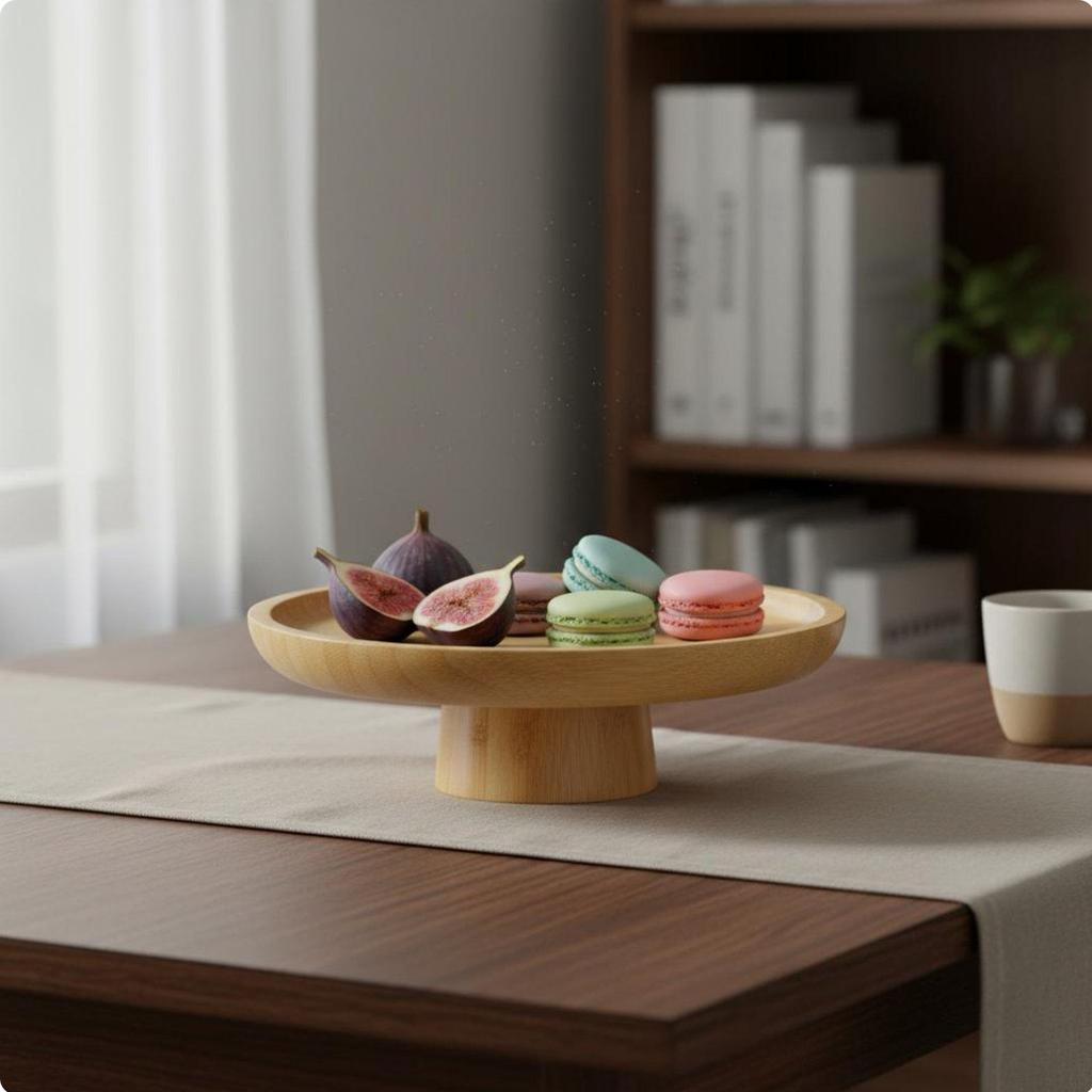 High Footed Serving Plate Elevated Design Wooden Pedestal Tray Vintage type Pedestal Dessert Plate for Living Room, Tea Time,