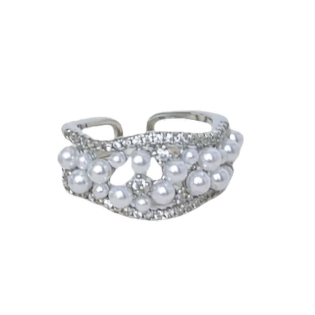 Mode Geometrischer High-End Offener Ring Eingelegt mit Zirkon Glänzend Nischendesign Damen Leichter Luxus Edles Temperament Schmuck