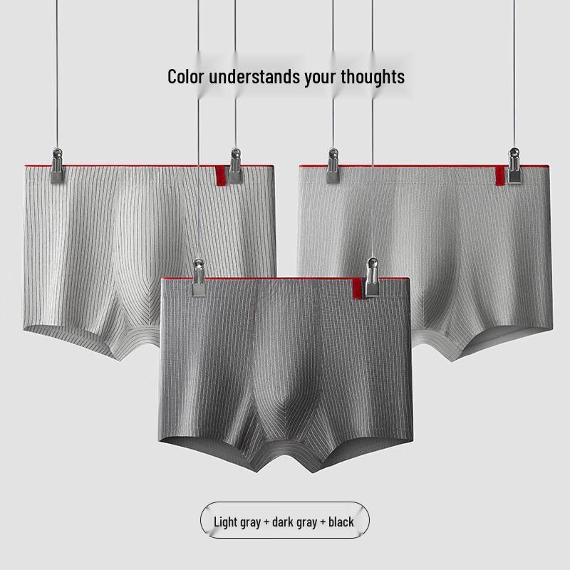 FitonTon Men's Antibacterial Mid-Waist Cotton Boxer Briefs 3-Pack