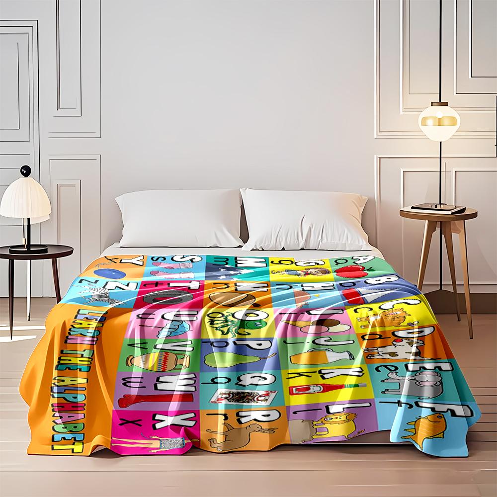 Alphabet Learning Chart Design Blanket Flannel blanket for bedroom, living room, sofa, and nap sofas.