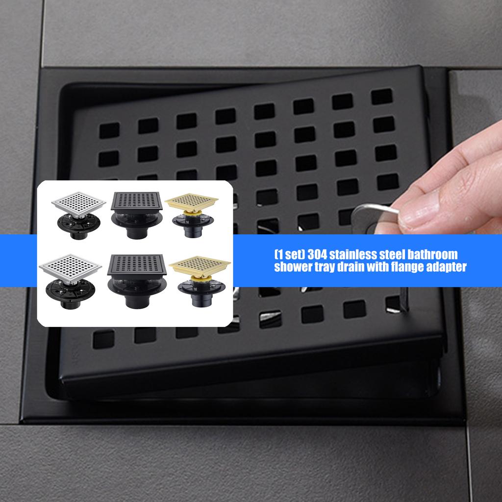Stainless Steel Floor Drain Replacement Square Shower Floor Drain Flange Stainless Steel Hair Strainer Removable Grid