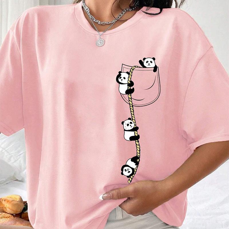 Móda Ženy Kreativní Kreativní Kreslený Potisk Zvíře Panda Tričko Legrační Ležérní Tričko s výstřihem do O Krátké rukávy Letní Dámské Tričko