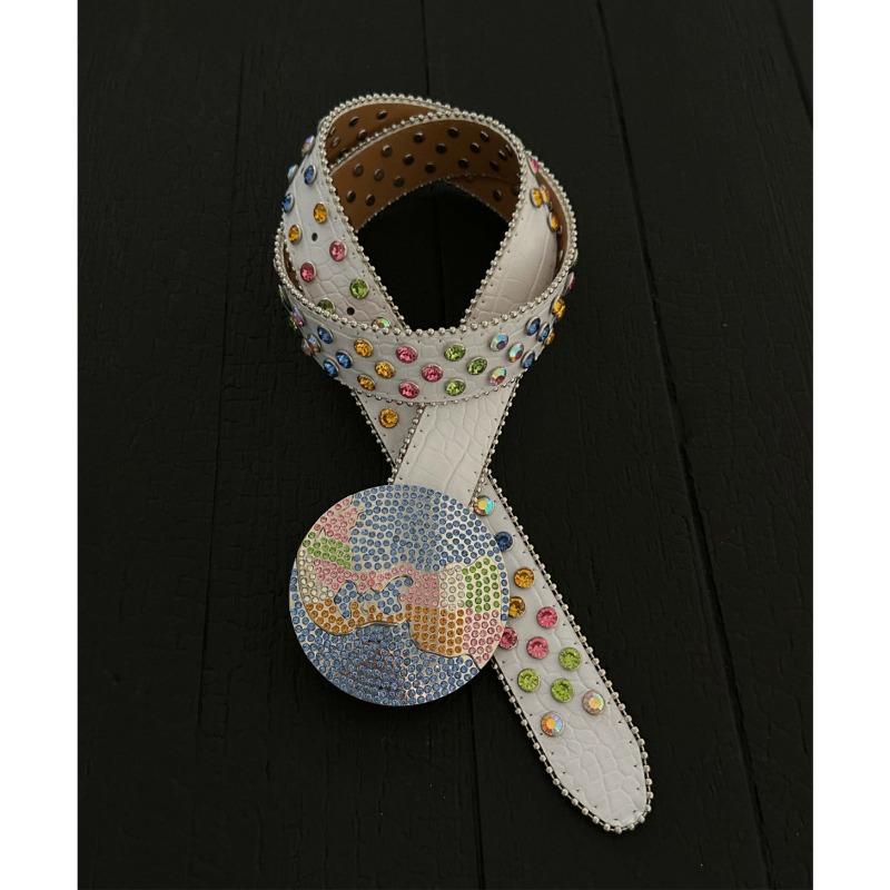 Meier Diamond-studded punk metal belt - streetwear full diamond hip-hop rapper style leather belt 115