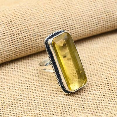 Stupefacente Pietra Preziosa Citrino Fatto a Mano Argento Sterling Massiccio 925 Gioiello Anello Per Lei