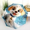 0106 Snowflake Dog  pattern, automatic folding umbrella, portable and foldable design, 8 ribs, a Christmas or birthday gift.