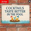 Metal Poster Tropical Cocktails Pool Wall Art Bar Man Cave Decor 20x30 Cm