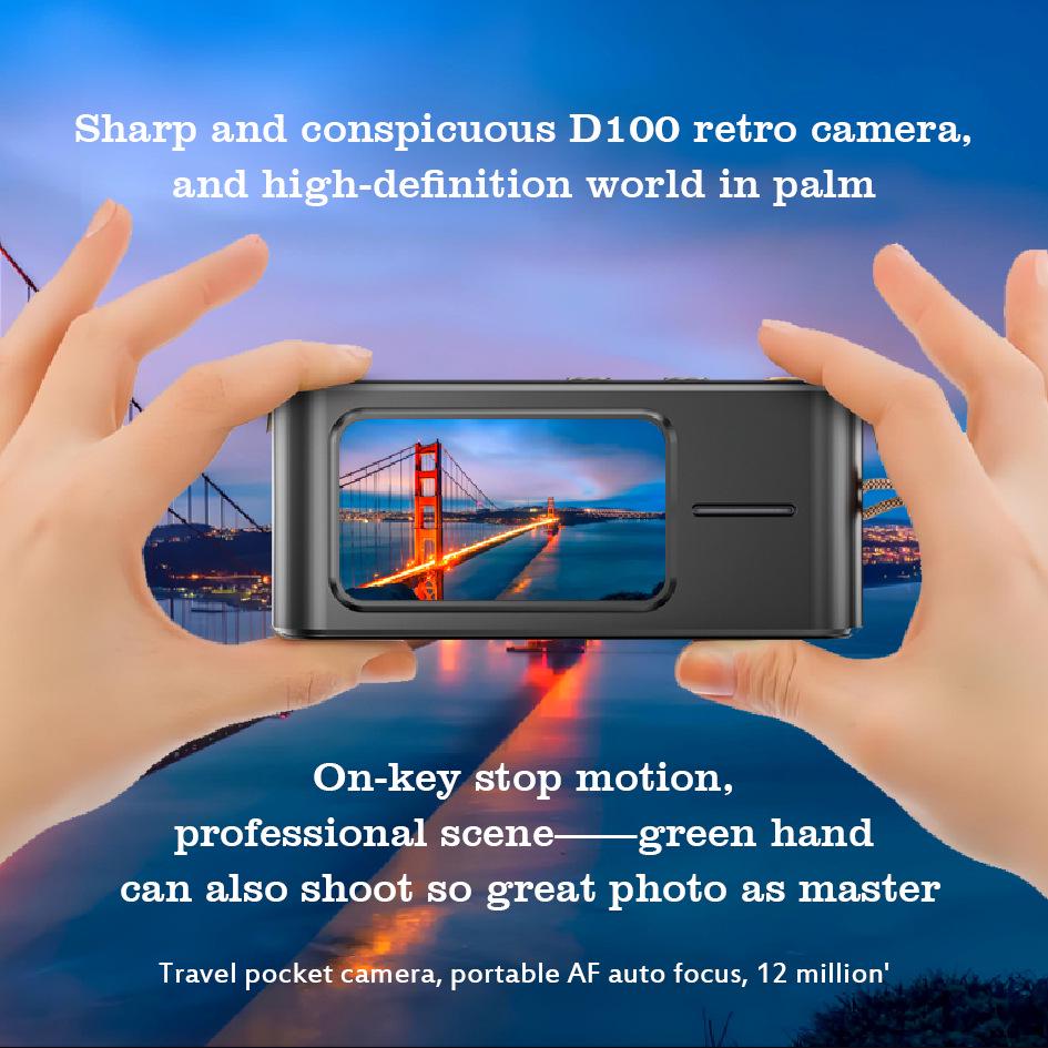 HD Retro D100 Pocket Camera for Photography, Vlogging, and Photo Printing