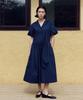 FRITUR Shirring Shirt Dress Navy_F262Op05