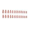 24 Pcs Valentines Day Stick On Nail Heart Full Cover False Nail Almond Press On Nail Manicures Supplies for Winter