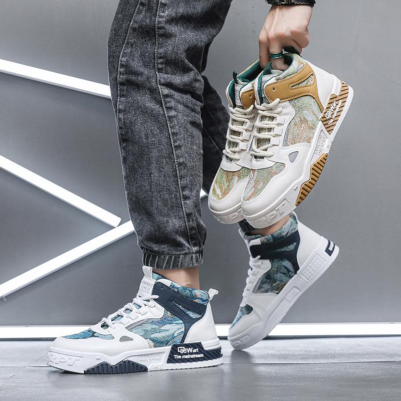 Men's Shoes 2025 Autumn New Breathable High-top Men's Korean Version Trendy Versatile Platform Fashion Casual Board Shoes Trendy Shoes