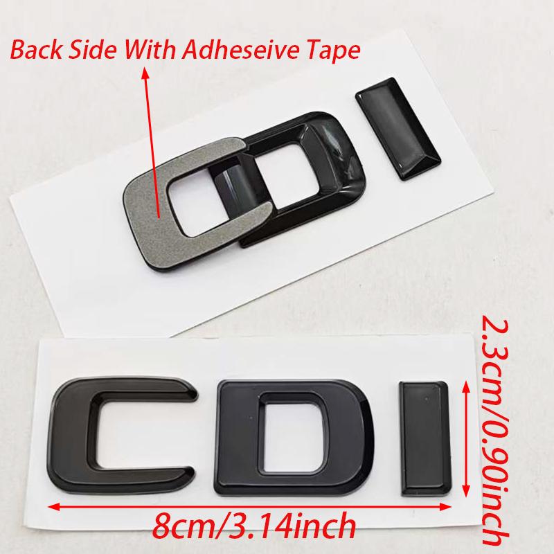 CDI Letter Emblem For Mercedes Benz Trunk Logo Badge W204 W205 W211 W212 W164 W166 CLA GLS GLE Class Chrome Glossy Black Sticker