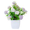 Compact Decorative Plant Artificial Eucalyptus Potted Plant, Lifelike Faux Greenery with Purple/White Flowers & Verdant Leaves, UV-Resistant