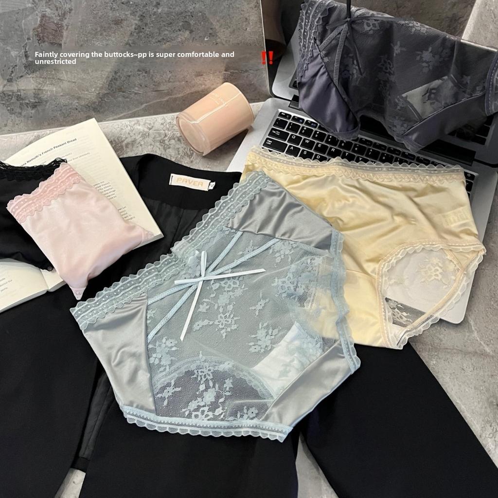 Girl Summer Thin Model PURE DESIRE SEXY Lace Satin In Waist Triangle Briefs
