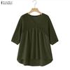 ZANZEA Women Hollow Lace Patchwork V-Neck 3/4 Sleeve Loose Casual Blouse