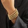 European and American Jewelry, Punk Exaggerated Bead Chain Bracelet, Hip-hop Trend Geometric Metal Suit Jewelry