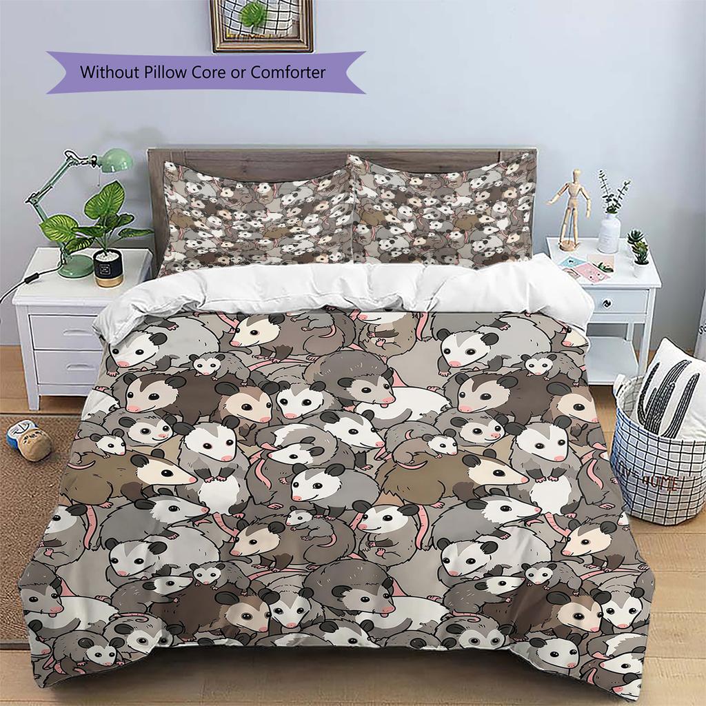 Cartoon Animal Art Pattern Bedding,Quilt Set Quilt Cover Pillowcase Home Birthday Gift (1 * duvet cover + 2 * pillowcase, without core)