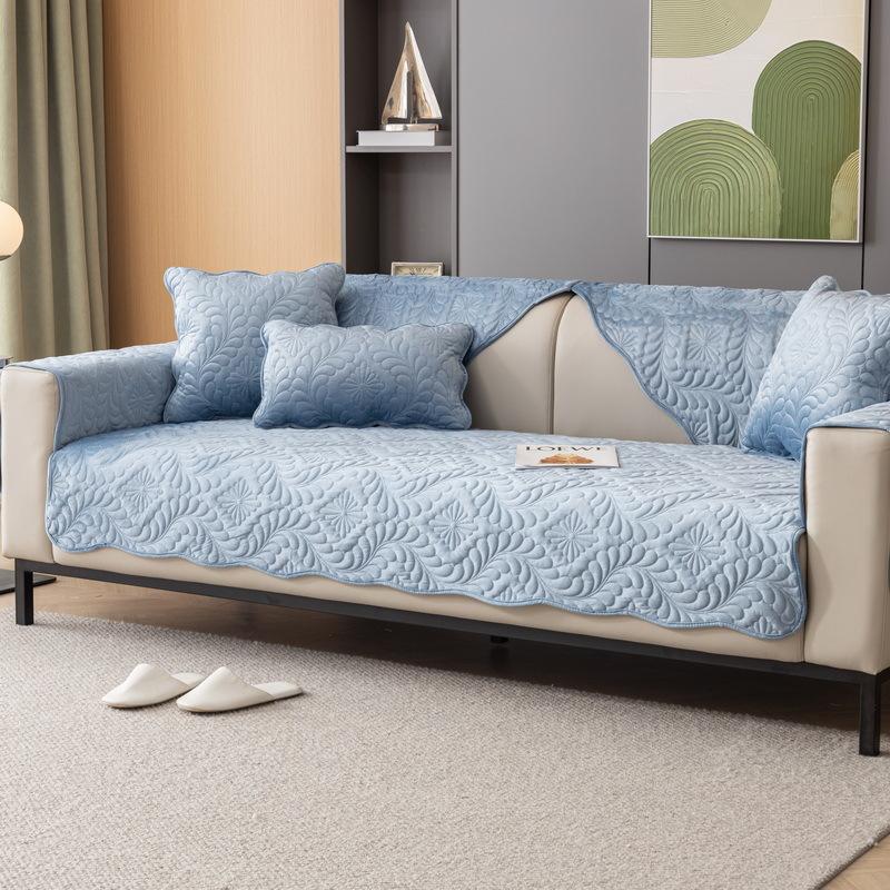 Simple Winter Sofa Cushion Winter Dutch Fleece Short Plush Seat Cushion Cushion Cover Towel Sofa Cover Non-Slip Thickened