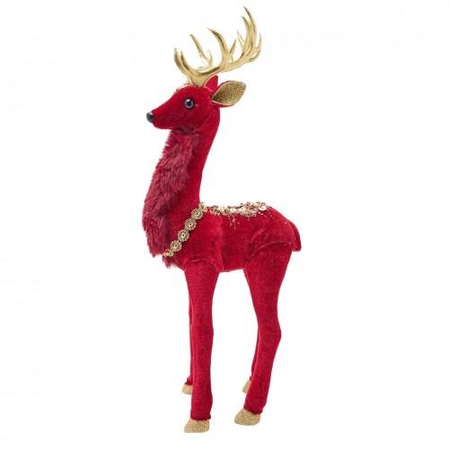 Red Velvet Standing Deer 33cm