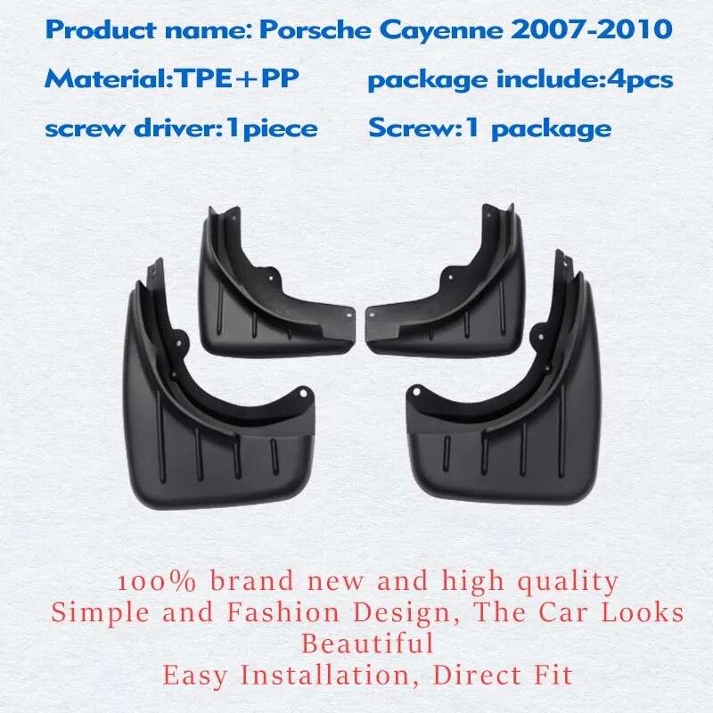 2007 2008 2009 2010 Guardabarros delantero trasero 4 piezas para Porsche Cayenne Guardabarros Guardabarros Protector contra salpicaduras Guardabarros Accesorios para coche