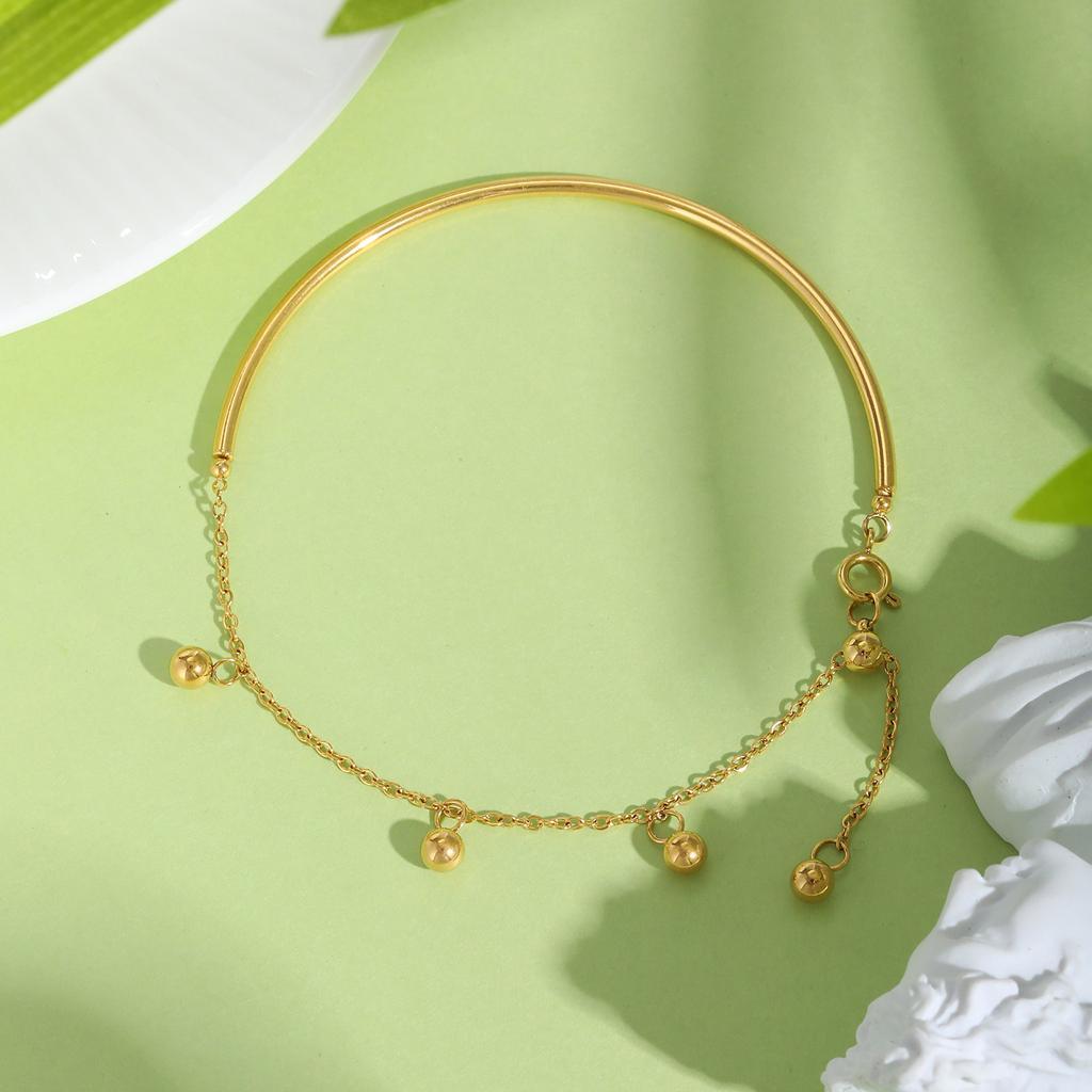 Minimalist Ball Semi-circle Bracelet for Women,Flat Cross Chain Stainless Steel Bracelets,Waterproof Jewelry Gift