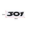 3D Glossy Black Chrome Silver Metal Logo Emblem Badge Decal Car Sticker for Peugeot 301 Car Accessories