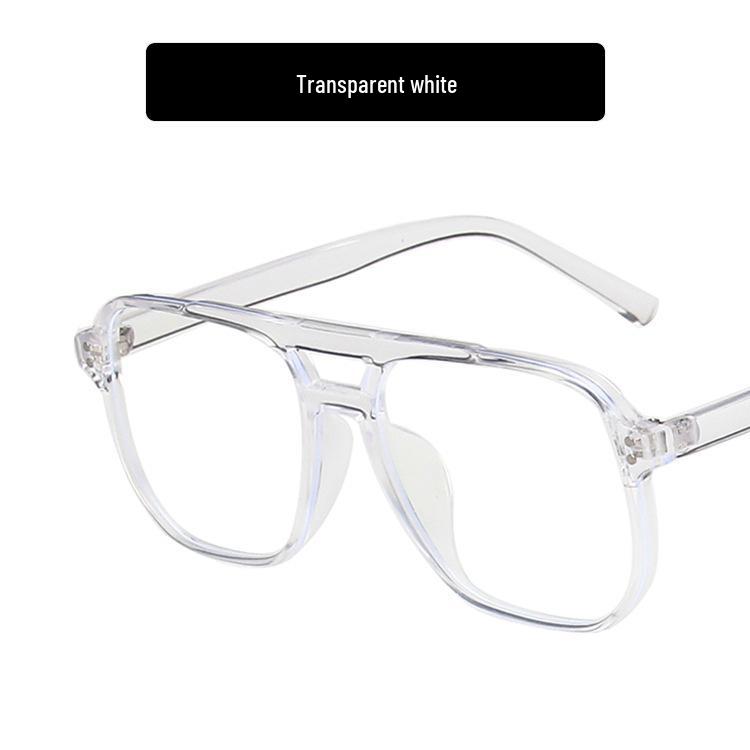 Retro Large Frame Double Bridge Anti-Blue Light Reading Glasses with Clear Lenses 0 Blue Light прозрачный белый