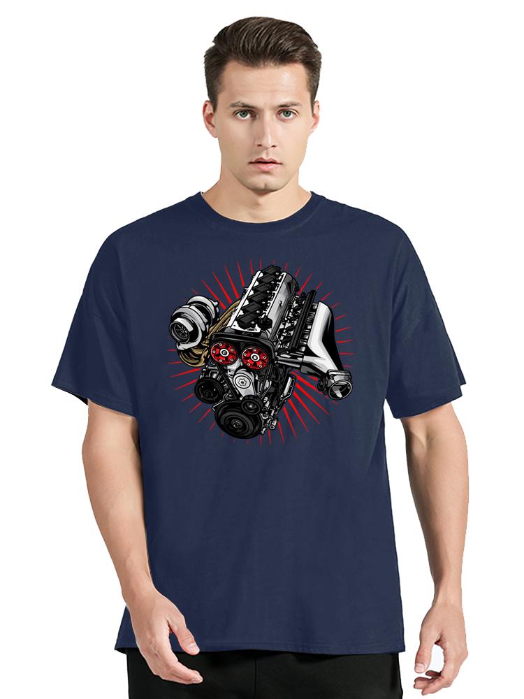 Japan Car 2JZ Engine Turbo Tuning JDM Printing T-Shirt Custom Casual Cotton O-Neck Tshirtunisex Clothing Oversized T Shirt