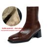 Krazing Pot Microfiber Winter Square Toe Modern Size 33 Boots Basic Size 43 Clothing Thick High Heels Zipper Women Ankle Boots