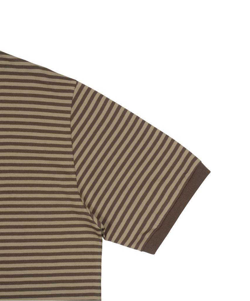 THE COLDEST MOMENT Tcm Mini Logo Stripe Ringer T (Brown)
