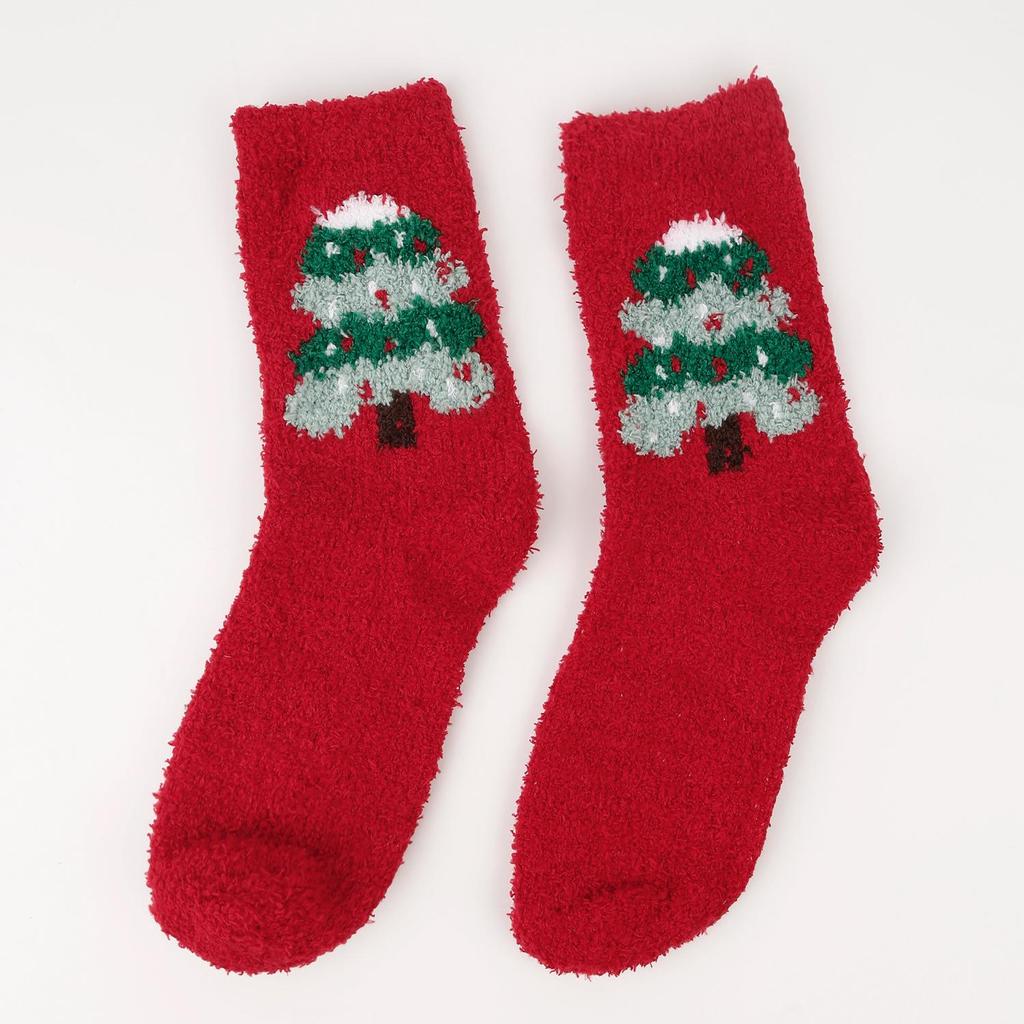 Women's Winter Cartoon Christmas Coral Fleece Floor and Sleep Socks