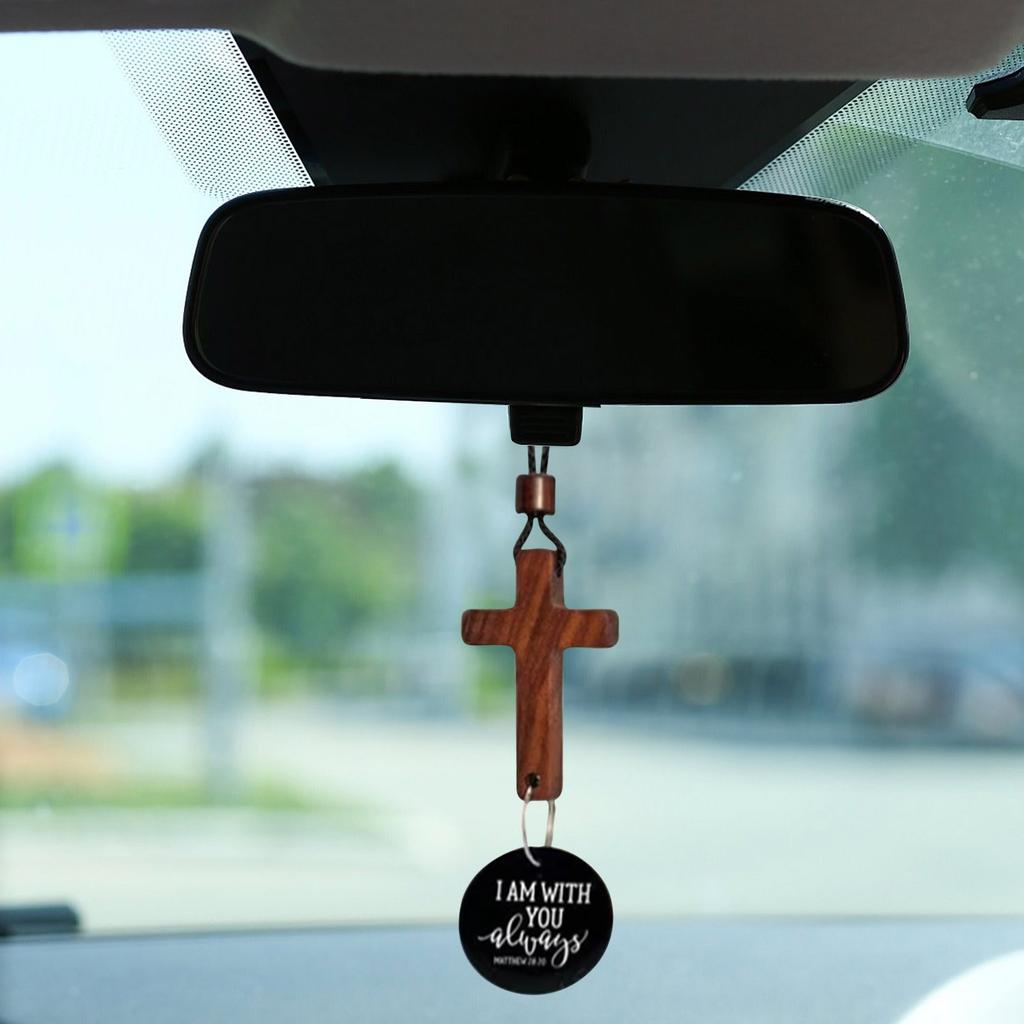 Bible Verse Car Rearview Mirror Hanging Cross Decoration