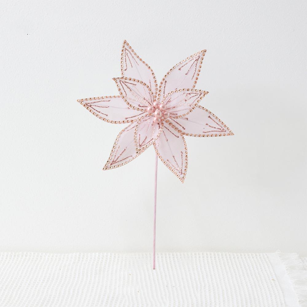 Simulated Xmas Tree Flower Large Glitter Artificial Christmas Flower  Wedding Decoration