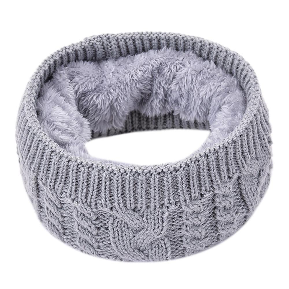 Winter Knitted Scarf Thickened Fleece Lined Cable Knit Neck Warmer Soft Stretchable Unisex Loop Scarf for Cold Weather Protection