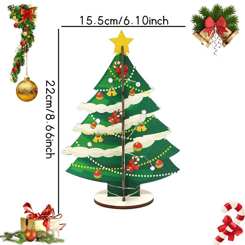 New Glowing Christmas Tree Home Desktop Decoration Wooden Christmas Decoration Accessories Led Lights 3D Ornaments Holiday Gift