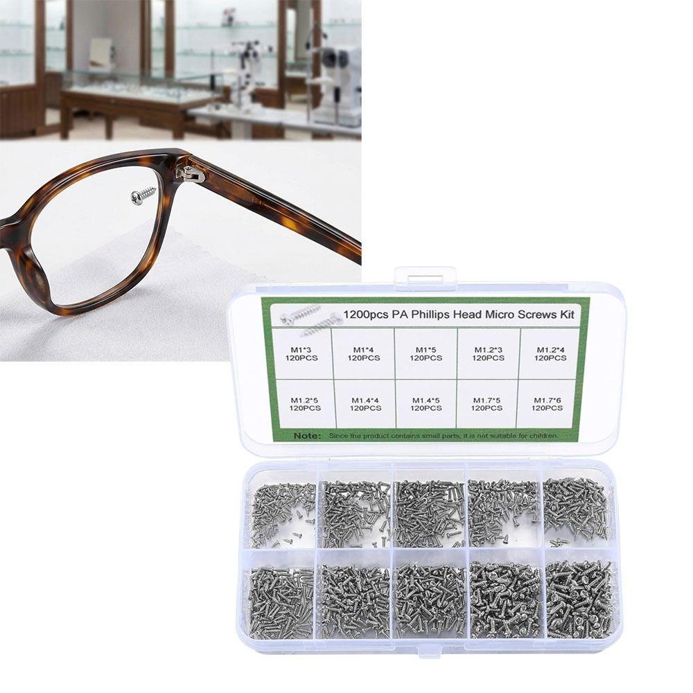 1200 Stück Kleine Selbstschneidende Schrauben Mini Mini Schrauben Set Mikro Schrauben Brillenreparatur