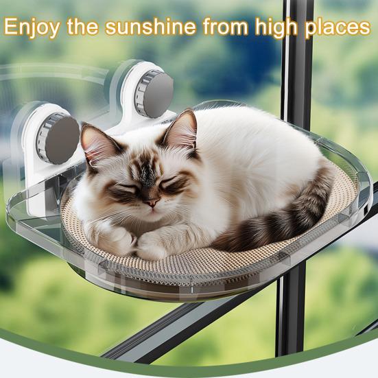 Cat Window Hammock Bed Strong Load-Bearing Cozy Perch for Feline Naptime Transparent Space Capsule for Sunbathing Cleaning