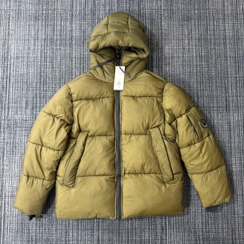 Mens Winter Hooded Stand Collar Quilted Puffer Jacket With Patch Badge Loose Fit Cotton-Filled Warm Coat