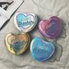 Chic Women Heart Hologram Wallet Laser PU Big Zipper Clutch Bag Pouch