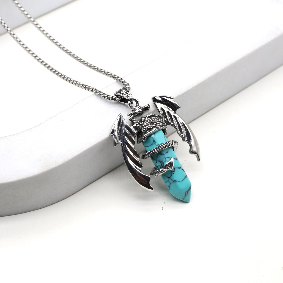 

Женское ожерелье из натурального камня, шестиугольная пирамида, подвеска в форме крыла, ожерелье для женщин, подарочная цепочка на день рождения, 60 см 30x55mm