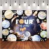 Reach Four The Stars Space Theme Children Birthday Background 4th Birthday Party Kids Astronaut Themed Birthday Party Decoration Boy Girl Birthday