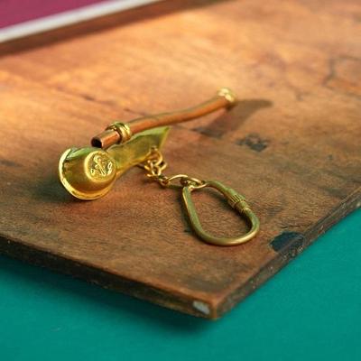 Sifflet de maître d'équipage en laiton et cuivre avec porte-clés, cadeau de Noël à haute tonalité