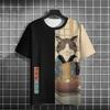Unisex T-shirt Men Women Japanese Samurai Cat 3D Printed T-shirt Casual Fashion Funny Shirt Top T-shirt Men's Summer T-shir