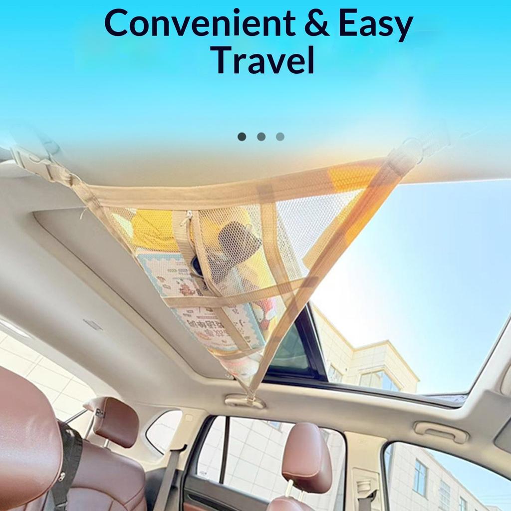 Easy Installation Overhead Storage Net With Adjustable Straps For Cars SUVs MPVs Travel Essential And Daily Commute