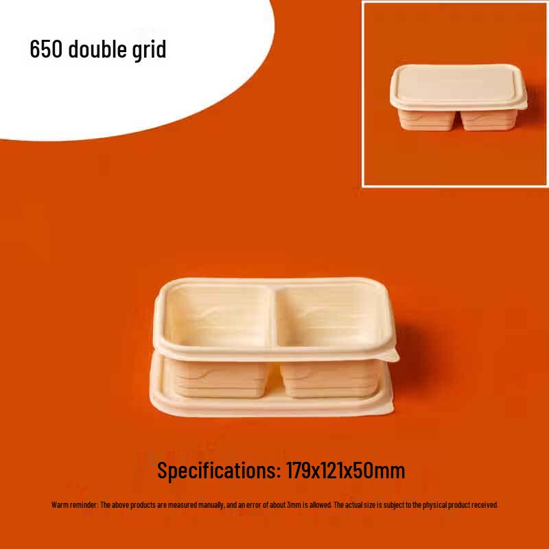Biodegradable Corn Starch 650ml Double Compartment Food Container with Lid
